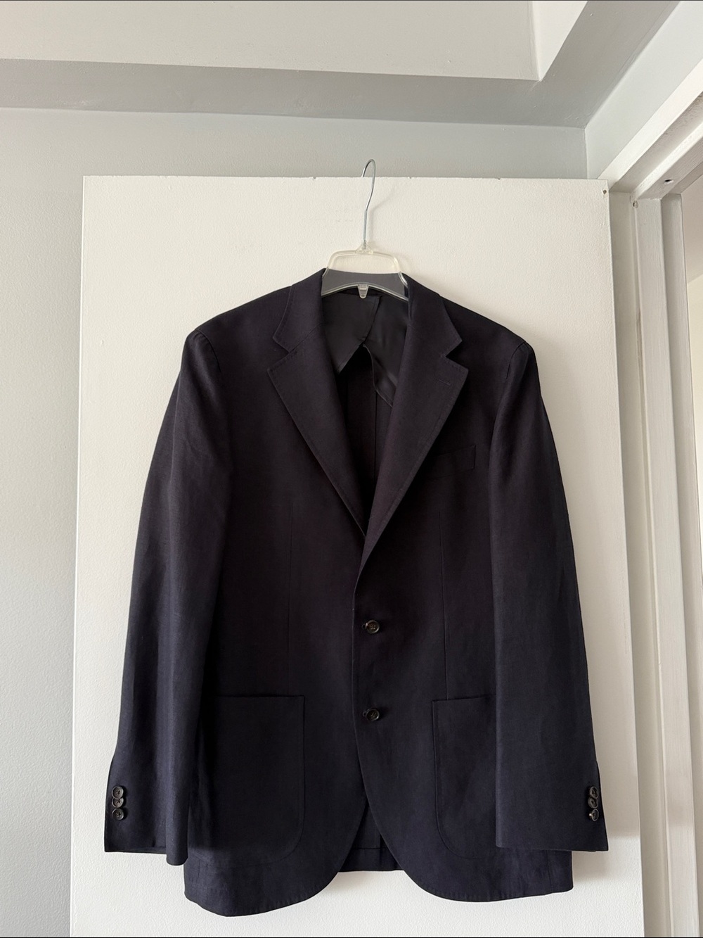 Spier & Mackay Navy Blue Linen Blazer Sport Coat Suit Jacket Mens Size 42